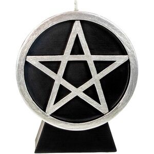 Silver Pentacle Black Candle
